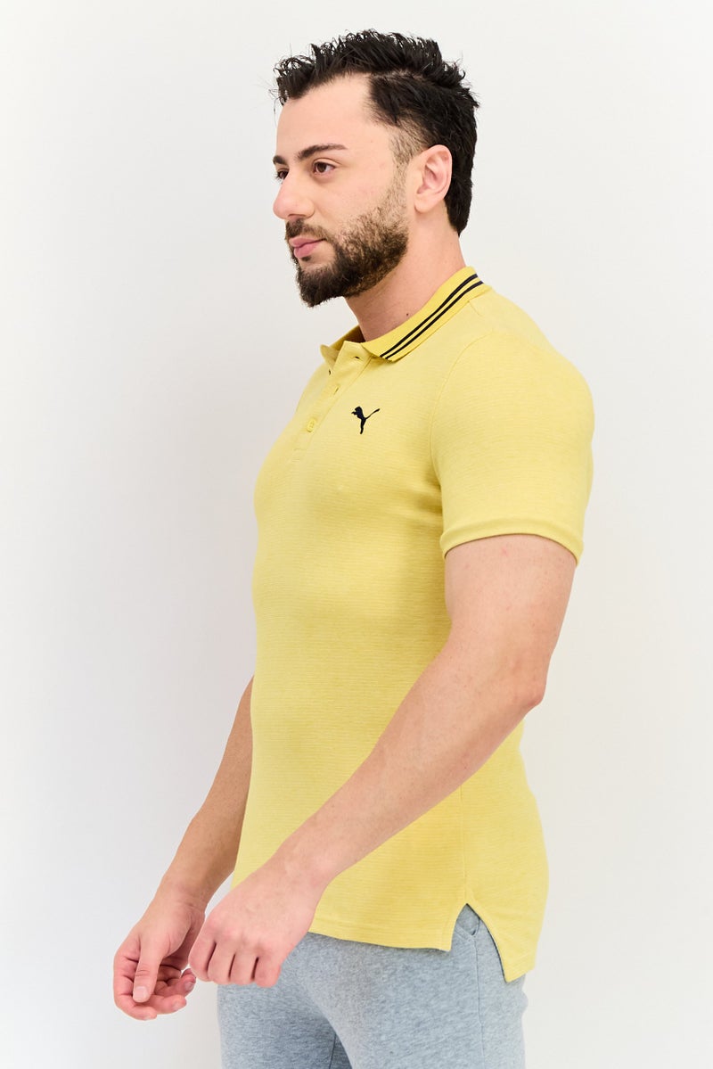 PUMA Men Sportswear Fit Short Sleeve Outdoor Polo Shirt, Yellow - Image 2